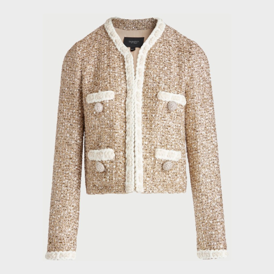 Women Giambattista Valli Coats & Jackets | Gold Lurex Tweed Jacket