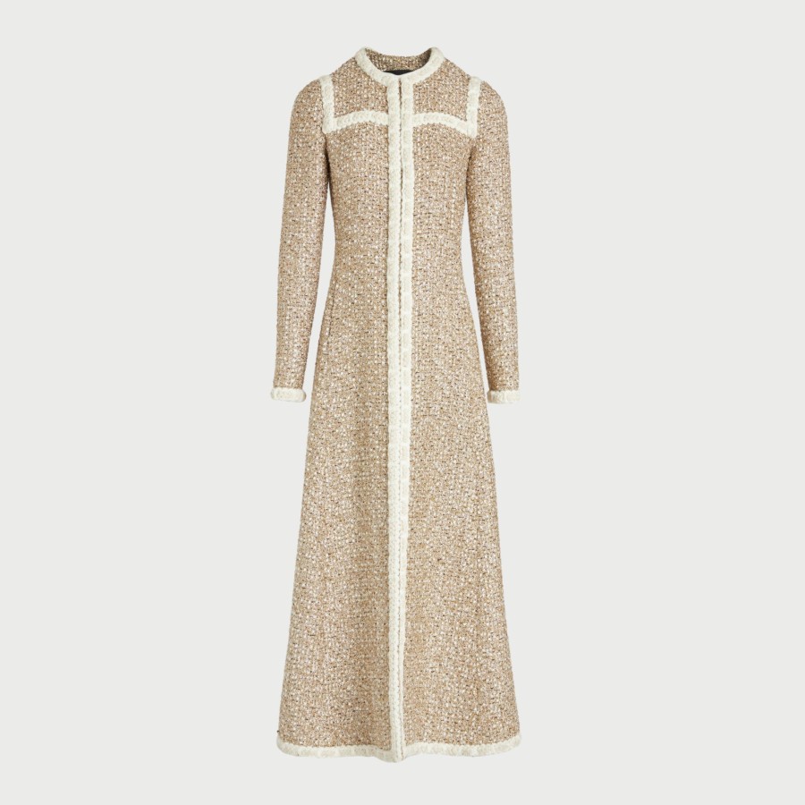 Women Giambattista Valli Coats & Jackets | Gold Lurex Long Coat